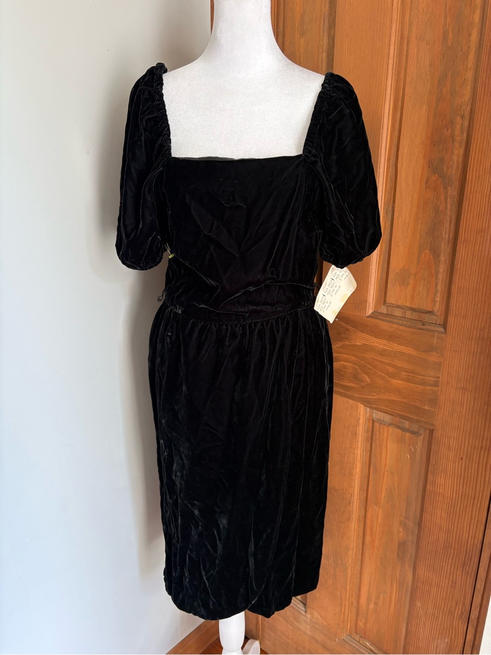NEW Vintage Karin Stevens Stoller Size 8 Small? Black Velvet Goth Dress Witchy